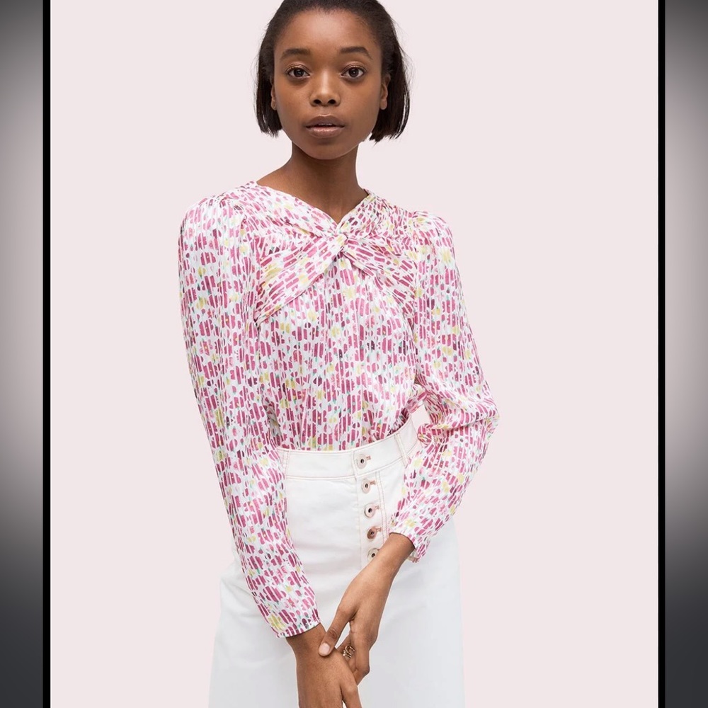 Kate Spade marker floral devore long-sleeve top